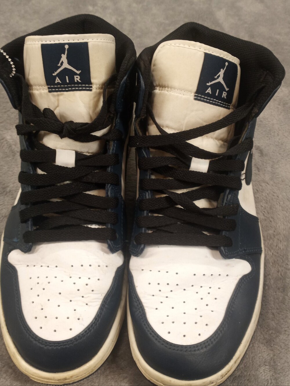 Jordan Men's Navy and White High-Top Sneakers Size 10.5